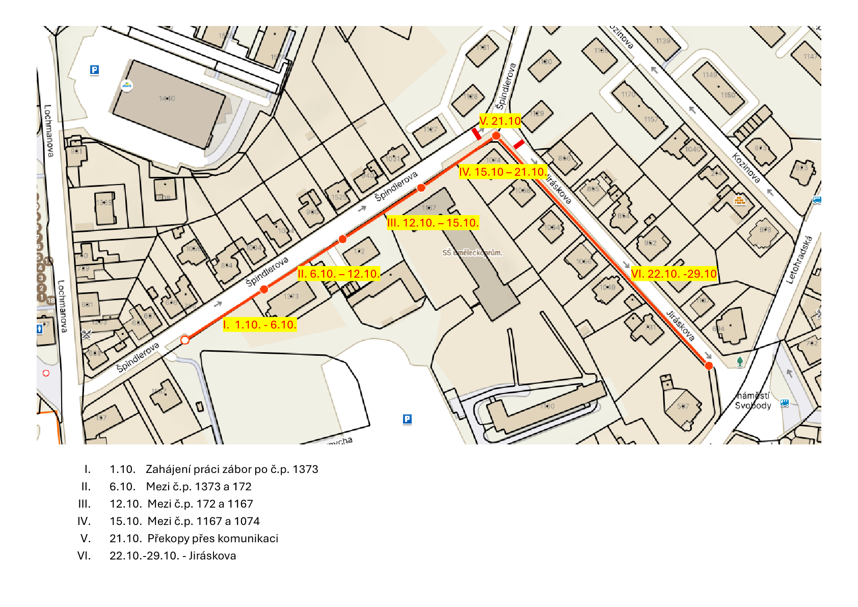 Mapka etapy Špindlerova Jiráskova1
